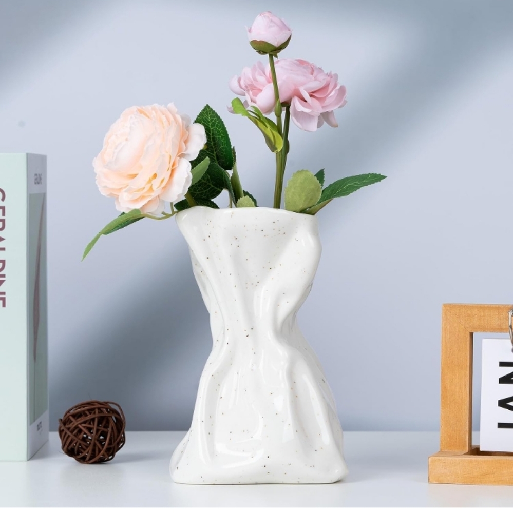 White Ceramic Bud Vase | Small Modern Minimalist Home Decor” - Picture 2 of 4